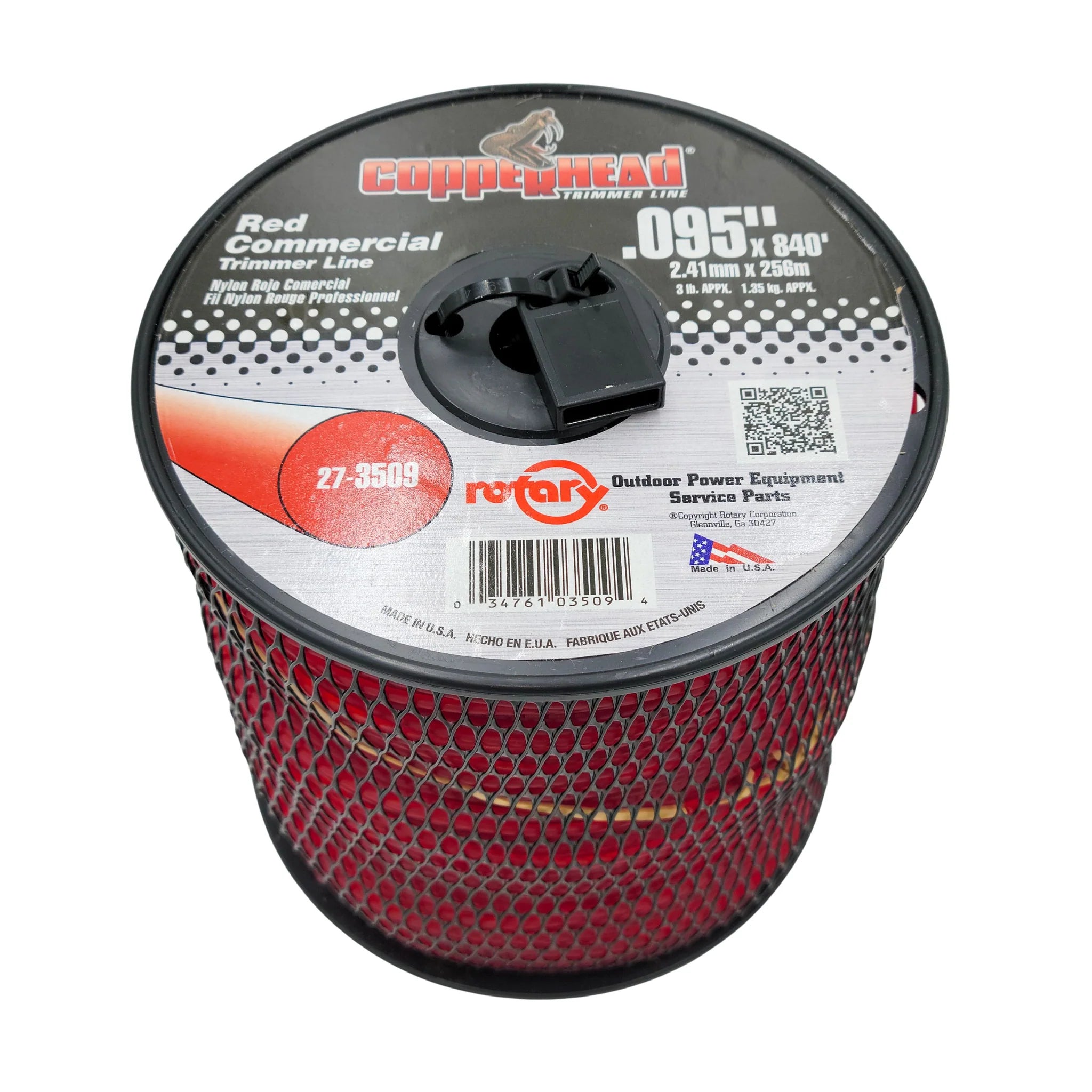 3509 COPPERHEAD TRIMMER LINE .095 3# SPOOL RED COMMERCIAL