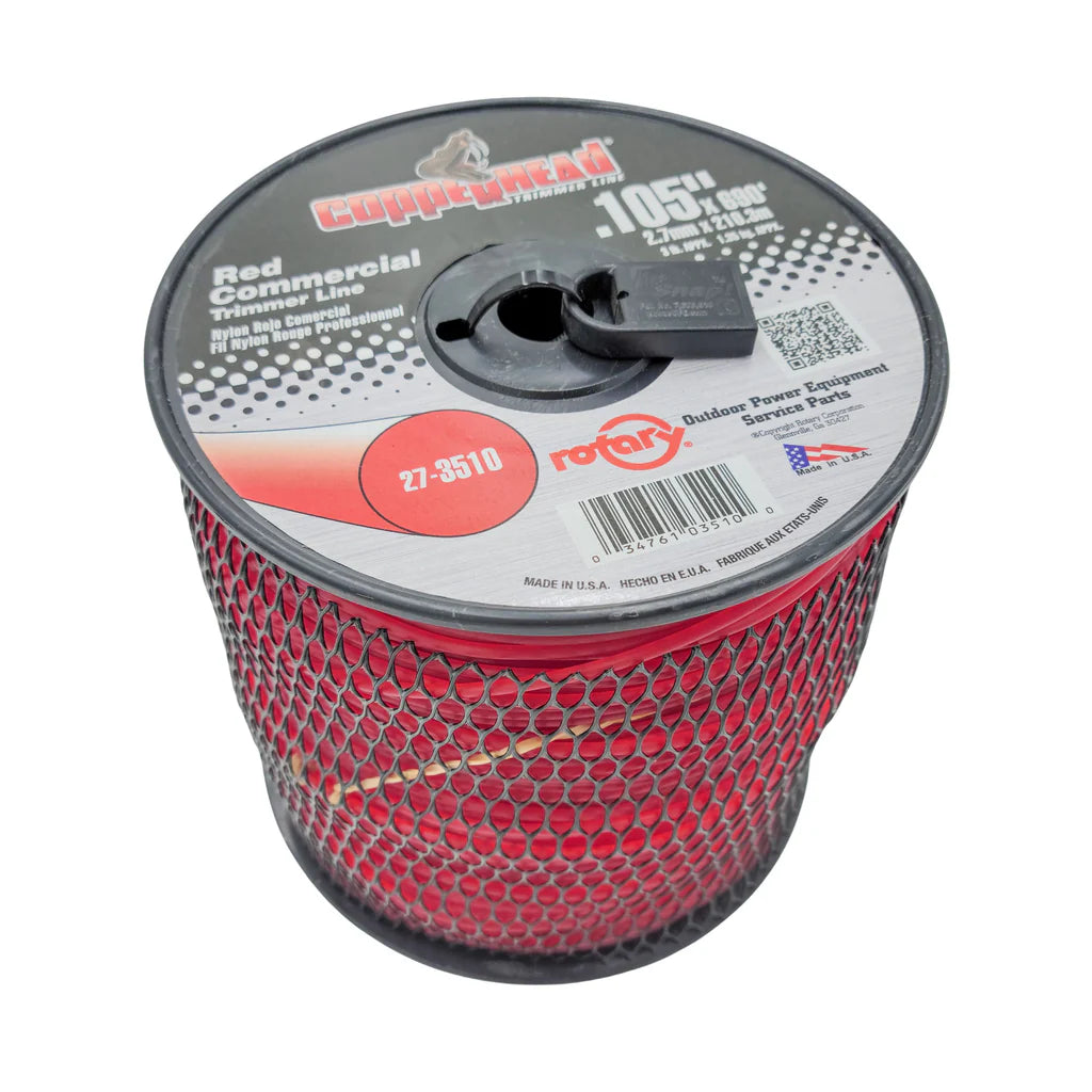 3510 COPPERHEAD TRIMMER LINE .105 3# SPOOL RED COMMERCIAL