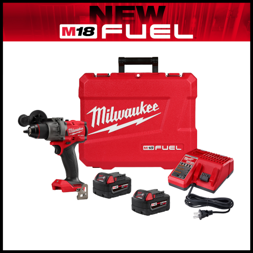 2904-22 MILWAUKEE M18 FUEL 18V Lithium-Ion Brushless Cordless 1/2 in. Hammer Drill Driver Kit
